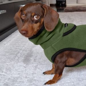 Actionfactory-Warmover Fleece-Mantel-Hundemantel-Waermemantel-Dackel-Fleece-Mantel-pinegreen-dunkelgruen-winter-herbst-kuschlig-warm