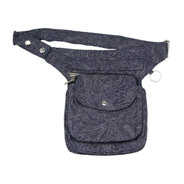 Bauchgurt-Hueftgurt-Bauchtasche-Hip Bag-Hundespaziergang-Hund-Pfoten-Gudibeutel-Unterwegs-denim-Muster-blau-Nijens-Hannover HS Denim-1007