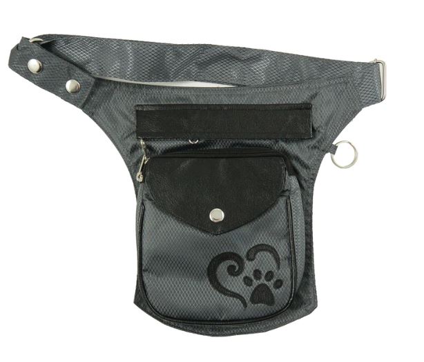 Bauchgurt-Hueftgurt-Bauchtasche-Hip-Bag-Hundespaziergang-Hund-Pfoten-Gudibeutel-Unterwegs-grau-HS 7104-wasserdicht