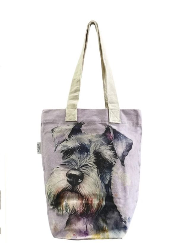 Canvas Bag-Tasche-Einkaufstasche-Baumwolle-Innentasche-langer Henkel-Druck-Hund-Hundeliebhaber-Geschenk-Geschenkidee-Schnauzer