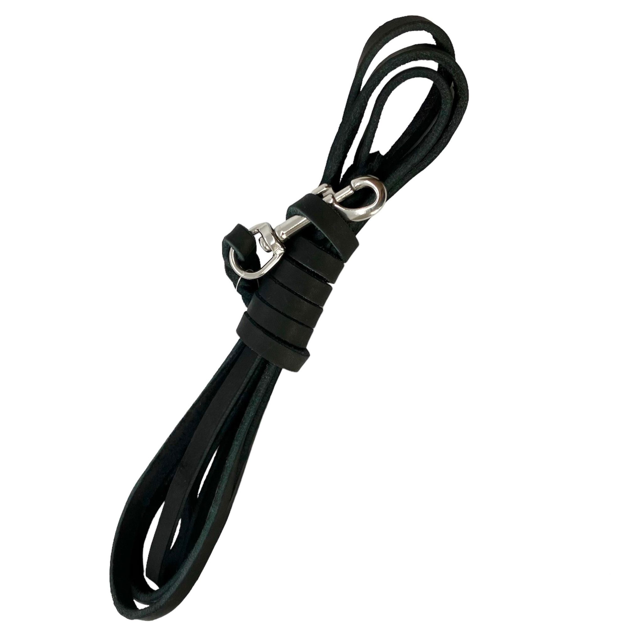 Fettlederleine schwarz - 3m ohne Handschlaufe - Edelstahl - 8mm, 10mm, 12mm, 15mm