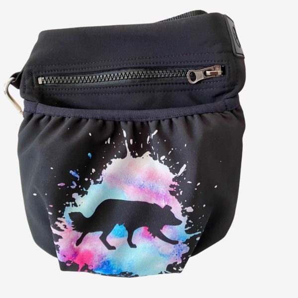 Gassitasche-Leckerlibeutel-Leckerlitasche-Bauchtasche-Hund-Hundespaziergang-Hundesport-Softshell-Border Collie-schwarz-kurzhaar