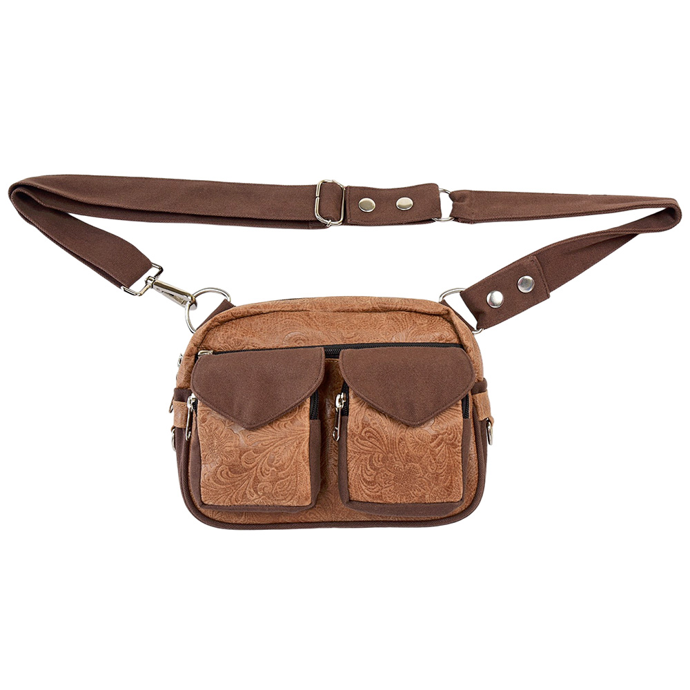 Nijens Berlin F-124 aus Canvas und Leder mit floralem Muster - braun