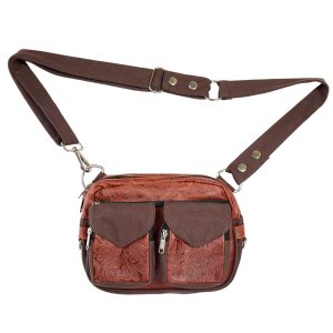 Nijens Berlin 126 - Gassitasche - Leckerlibeutel - Leder mit floraler Prägung