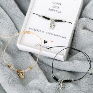 Gilde-Armband-Gluecksarmband-Winkekatze-silber-schwarz-Geschenk-Geschenkidee-2