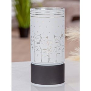 Gilde Handwerk-Katze-Katzenbande-Katzenliebhaber-Geschenk-Deko-weiss-Windlicht-Glas