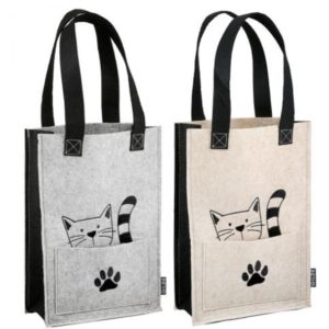 Gilde Handwerk-Katzenbande-Filz-Filztasche-Shopper-Einkaufstasche-Katze-Katzenliebhaber-beige-grau-4