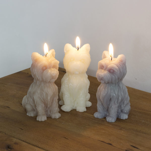 Kerze-Westi-West Hihland White Terrier-grau-beige-weiss-Happy House-dekorativ-Dekoration-Geschenk-1