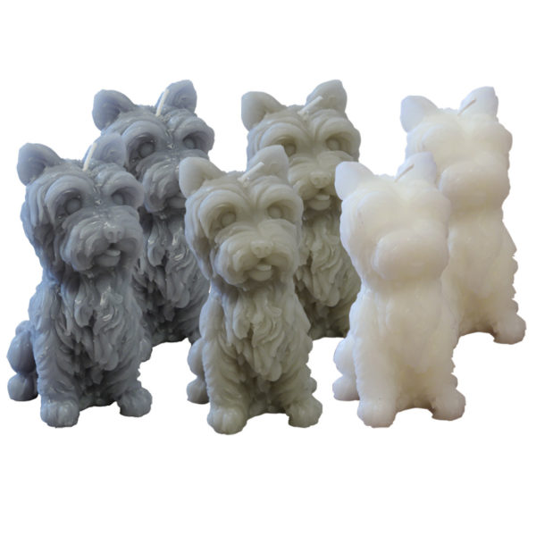 Kerze-Westi-West Hihland White Terrier-grau-beige-weiss-Happy House-dekorativ-Dekoration-Geschenk