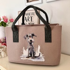 Pfoetli Shop-Gilde Handwerk-Filztasche-Geschenk-Filz-Naturprodukt-Einkaufstasche-Trainingstasche-Hund-beige