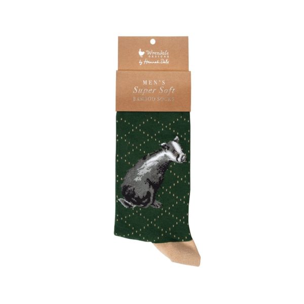 Socken-Wrendale-Designs-Bambussocken-Bambus-Socken-Damen-Einheitsgroesse-Geschenk-Gift-Dachs-gruen