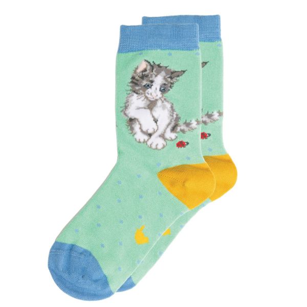 Socken-Wrendale-Designs-Bambussocken-Bambus-Socken-Kinder-Katze-Glueckskaefer-1