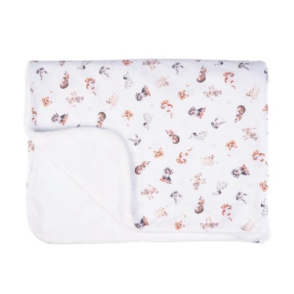 Wrendale-Design-Decke-Kuscheldecke-Baby-Kleinkind-Saeugling-kuschlig-warm-Geschenk-weiss-Hunde-Baumwolle-Spaniel-Beagle-Border-Collie-Labrador-Golden-Retriever