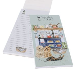 Wrendale Design-Hannah Dale-Einkaufen-Einkaufsliste-Papeterie-Einkaufszettel-magnetisch-country Kitchen-Hund-Spaniel-Dacke-Katze