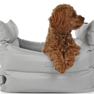 mypado-hundebett-hundetransporttasche-autotasche-autobox-transporttasche-hund-sicher unterwegs-hund-sicherheit-silber